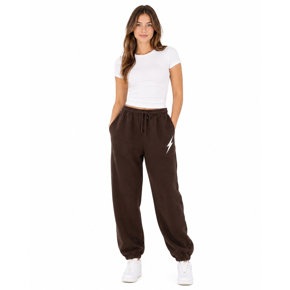 American Apparel Brown Sweatpants Lightning Bolt ReFlex Fleece Joggers Small
